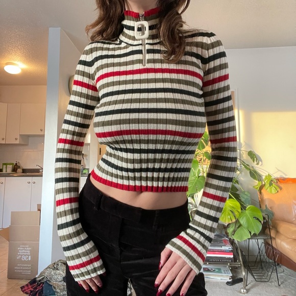 JW ANDERSON Square Zipper Puller Fitted Merino Wool Turtleneck Top XS - Picture 3 of 5